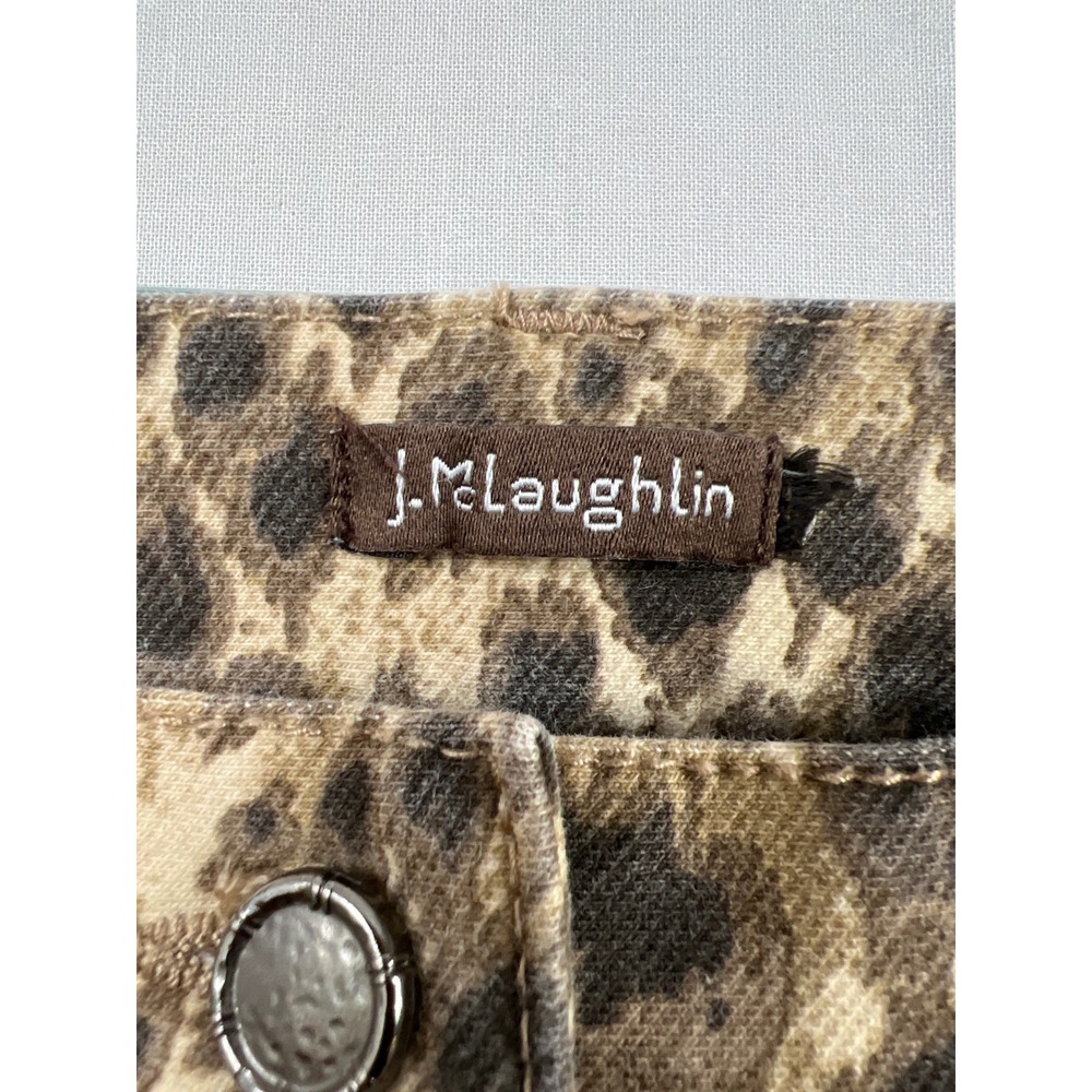 J.McLaughlin Leopard Print Slim Pants Womens 6 Brown Animal Print Ankle Zip - Picture 2 of 12